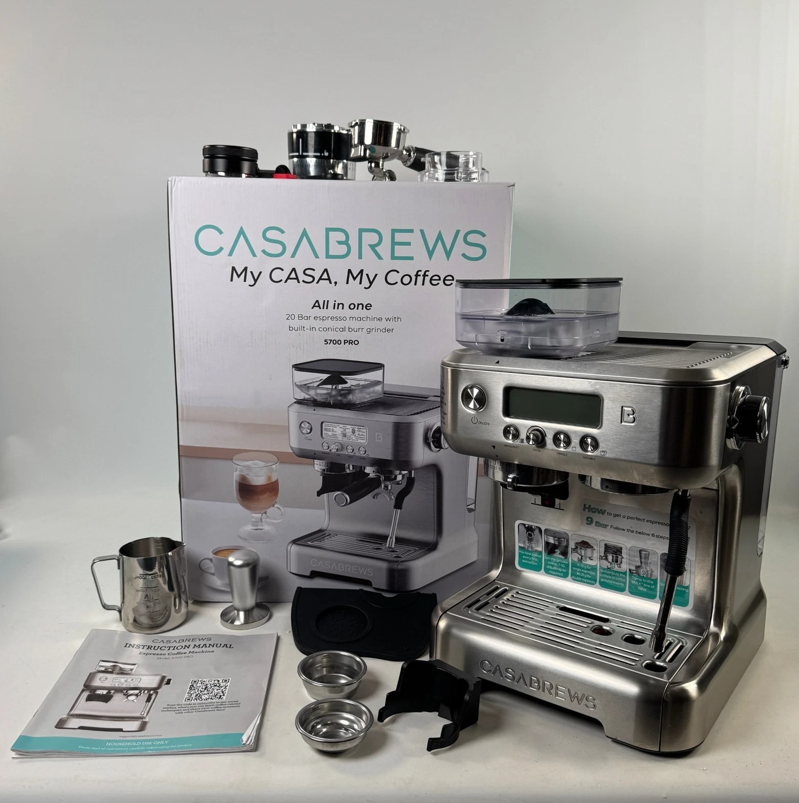 CASABREWS Semi-Automatic Espresso Machine 5700 Pro -All In One- READ DESCRIPTION