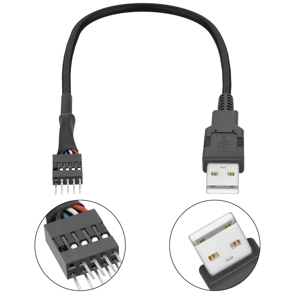 USB a a 9 Pin Header, Scheda Madre Maschio IDC Dupont a USB 2.0 Tipo a Maschio A - Immagine 2 di 4