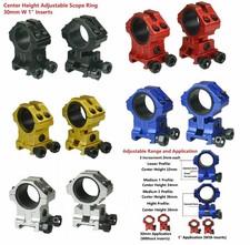 Black,Red,Gold,Blue Color 1''/30mm Adjustable Rings Picatinny Scope Mounts