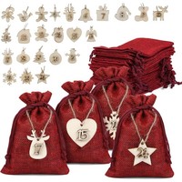 JutesäCkchen Adventskalender Set Stoffbeutel Weihnachtsgeschenke HolzanhäNger