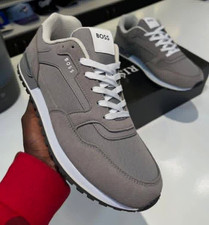 BOSS Men's Low Top Lace-Up Athletic Sneakers Gray/White New Without Box