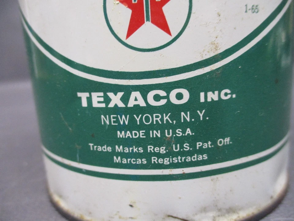 Aceite de motor fueraborda Texaco vintage SAE 30 / 1 cuarto completo de lata de metal / 1-65 Foto 3 de 4