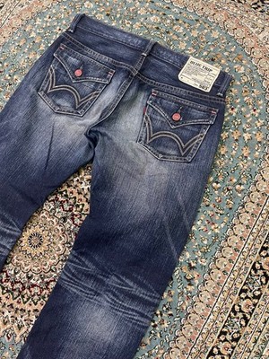 Edwin 503 Blue Trip Denim Jeans 36x32 Great Whiskers