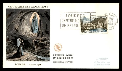 Mayfairstamps France FDC 1958 View Lourdes Mary First Day Cover aaw_63207