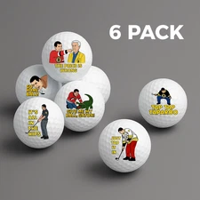 Happy Gilmore Funny Golf Balls 6 Pack | Movie Quotes & Characters | Golfer Gift 