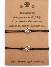 2Pcs Cat Dog Memorial Bracelet Gift, Pet Memorial Gifts Sympathy Gift Paw Print