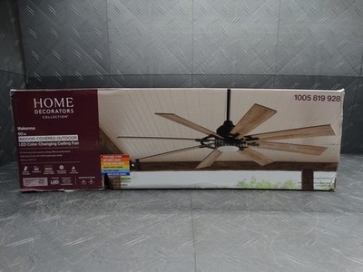 Home Decorators Makenna 60in Indoor/Outdoor Matte Black Ceiling Fan w/ Light Kit