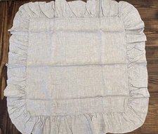 Ruffled Linen Euro Pillow Sham With Buttons Closure 25x25 Inch