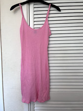 New shein ribbed stretchy fitted strappy baby bubblegum pink bodycon dress siz 8