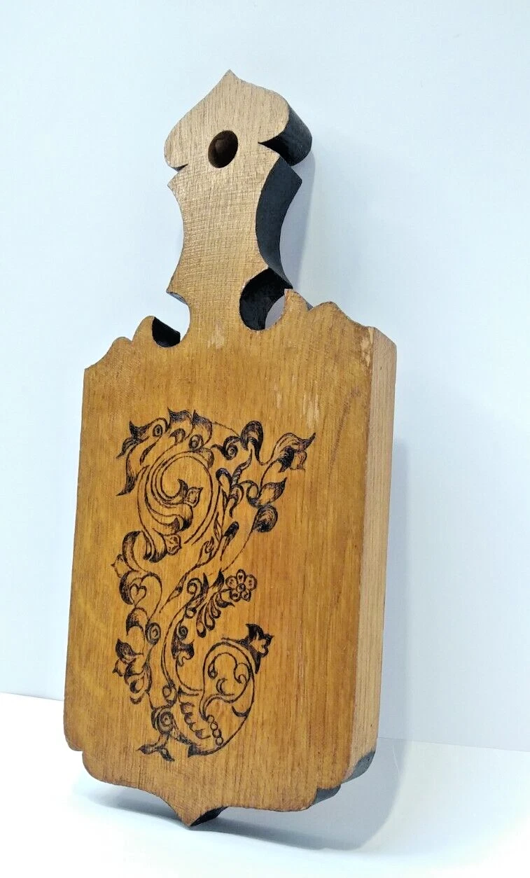 Vintage Wooden cutting board handmade USSR burning on wood