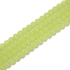 Neon Green Crystal Glass Smooth Round Beads Size 6mm 8mm 10mm 15.5" Strand