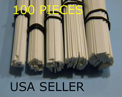 STYRENE RECTANGLE/FLAT BAR STRIPS - 100 PIECE ASSORTMENT - 5 SIZES LOT with 1/8''