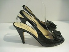 Kate Spade  Gracie  Black Patent Leather Sling Back Heels Bow Accent Size 9 B