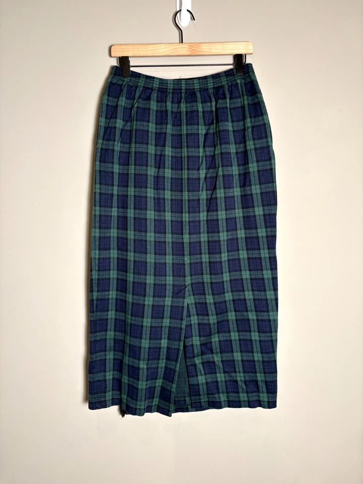 VTG Bechamel Womens Green Blue Plaid Cotton Pockets Academia Preppy Skirt Sz M - Image 2 of 4