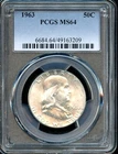 PCGS - Franklin Half Dollar - 50c - 1963 - MS-64 - 6684