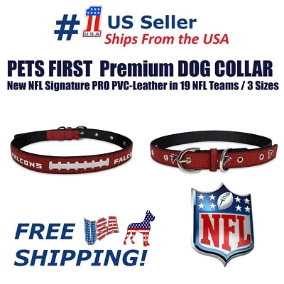Pets First NFL Premium Leather Pet Collar Extra Tough & Durable Dog Collar