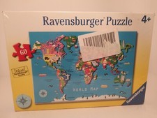 WORLD MAP Ravensburger Kids Puzzle, NEW SEALED, 60 Pieces, 4 Torn Plastic