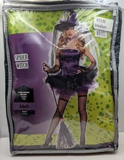 SPIDER WITCH Adult Costume Medium Size 6-8 Black/Purple Halloween or Cosplay