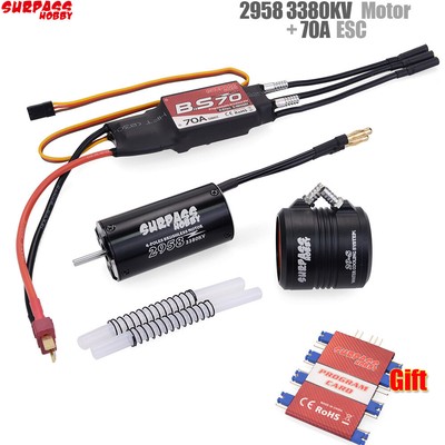 Waterproof 2958 3380KV Motor w/ Water Cooling Jacket & 70A Brushless ESC Program