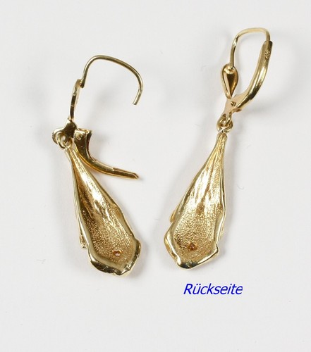 Ohrringe/Ohrpendel im finnischen Stil, Gold 585, 14 Karat, Brillant 0,04 Carat - Bild 2 von 2