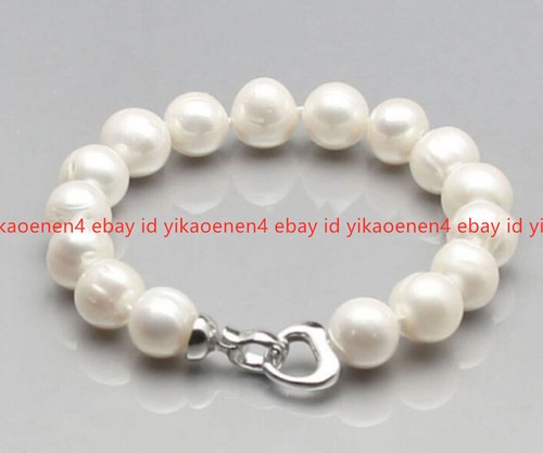 Natural 10-11mm South Sea White Freshwater Cultured Pearl Bracelet 7-9" - Picture 6 of 12