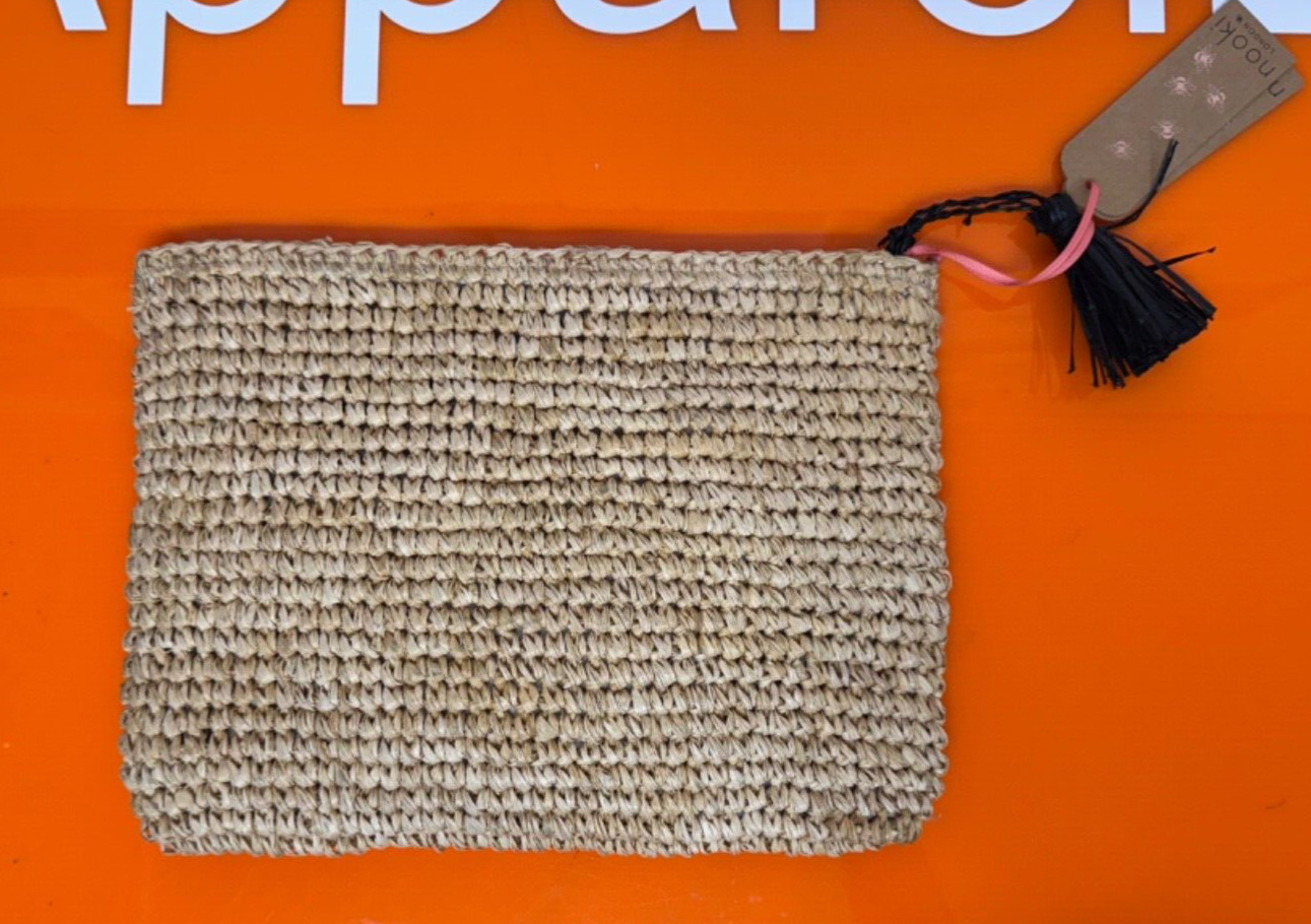 🔥Nooki London Leopard Raffia Woven Clutch Bag, NEW, br image 3