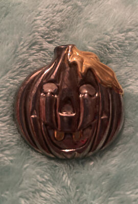 Vintage Best Two Tone Metal Jack O Lantern Pumpkin Halloween Brooch Pin ...
