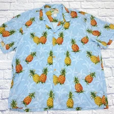 VTG Paradise Found Hawaiian Camp Shirt Pineapples and Palm Trees Sz 2XL