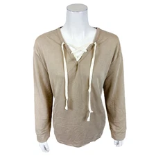 Koolaburra by UGG Women Sand Wash French Terry Lace Up Top Portobello Small Size