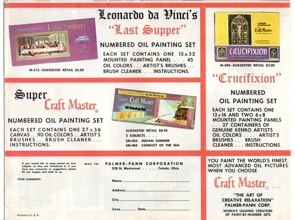 Vintage Catalog: CRAFT MASTER "New Artist Series" Numbered Oil  Painting Sets | eBay