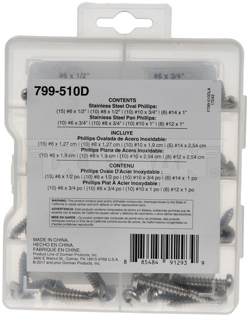 Trim Screw Assortment Dorman 799510D for sale online eBay