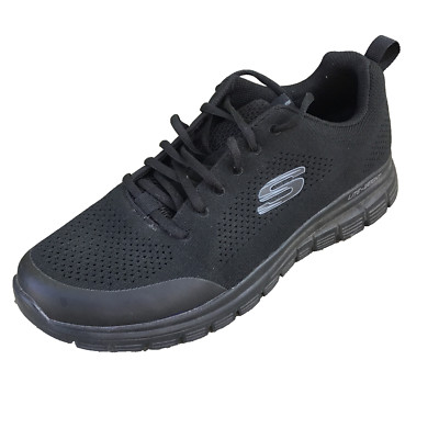 Skechers Men Sz 10.5 Shoes Black Mesh Memory Foam Lite Weight Sneakers