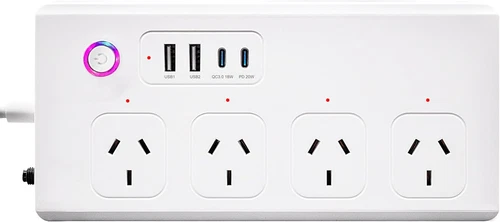 Wifi Smart Power Strip Extension Cord Surge Protector 4AC 240V 2 USB 2 Type-C 20