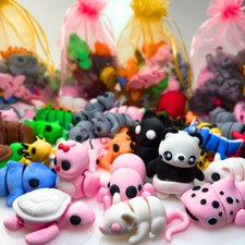 10 Pack 3D Printed Animals, Small Articulated Flexible Sensory Fidget Toy Party