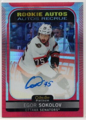 2021 2021-22 O-Pee-Chee Platinum Rookie Auto Red Prism #RES Egor Sokolov 36/60