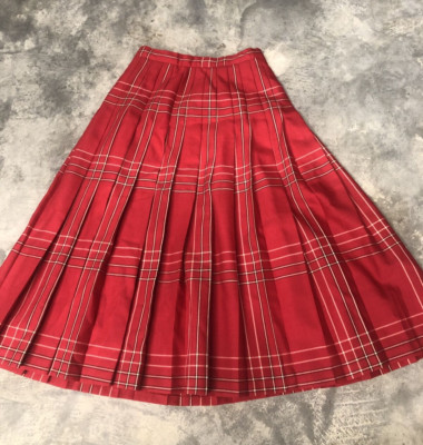 Vintage Mondi Pure New Wool Lined Pleated Plaid Skirt    Sz EU 36/Sz 2/Waist 24''