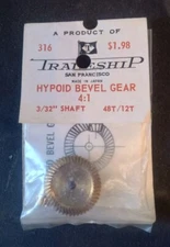 NOS VINTAGE TRADESHIP HYPOID BEVEL GEAR 4:1   48T/12T  SLOT CAR 1/24 3/32 Shaft 