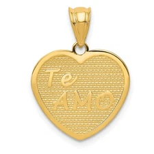 14k Yellow Gold Polished Te Amo Heart Pendant Perfect Gift for Her