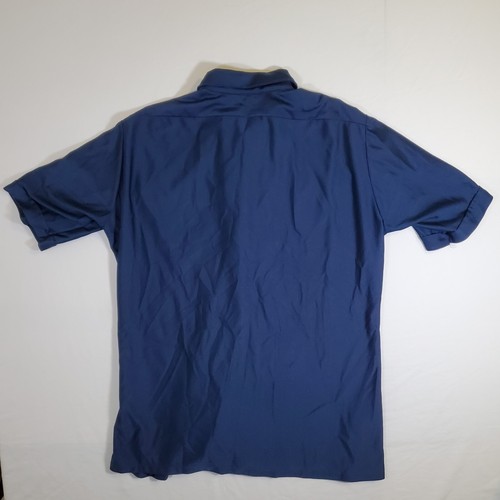 Qiana Blue 100% Nylon Disco VTG 70s - Mens L Button Up Vintage Shirt Top Club - Picture 7 of 9