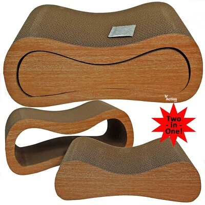 ACTIASPET Cat Kitten Cardboard Scratcher Scratching Corrugated Pad Sofa Bed Large 2 in 1