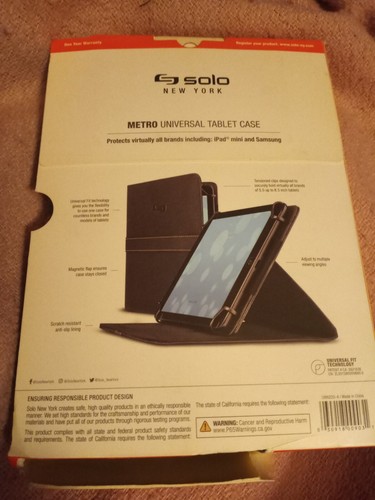 Solo New York Metro universal TABLET CASE fits ipad minis black NEW Most Samsung - Picture 2 of 2