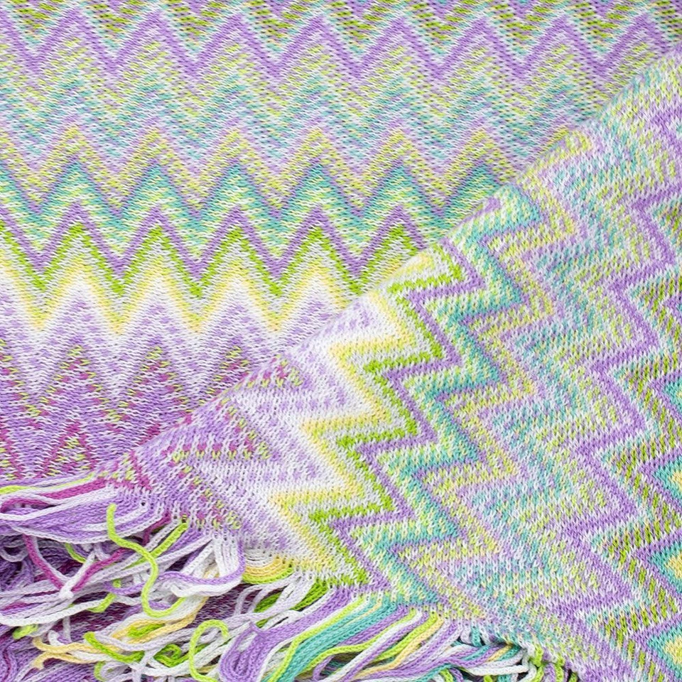 Missoni Mujer Algodón Zig-Zag Bufanda Chal Sarong Envoltura Rosa Verde Foto 2 de 4