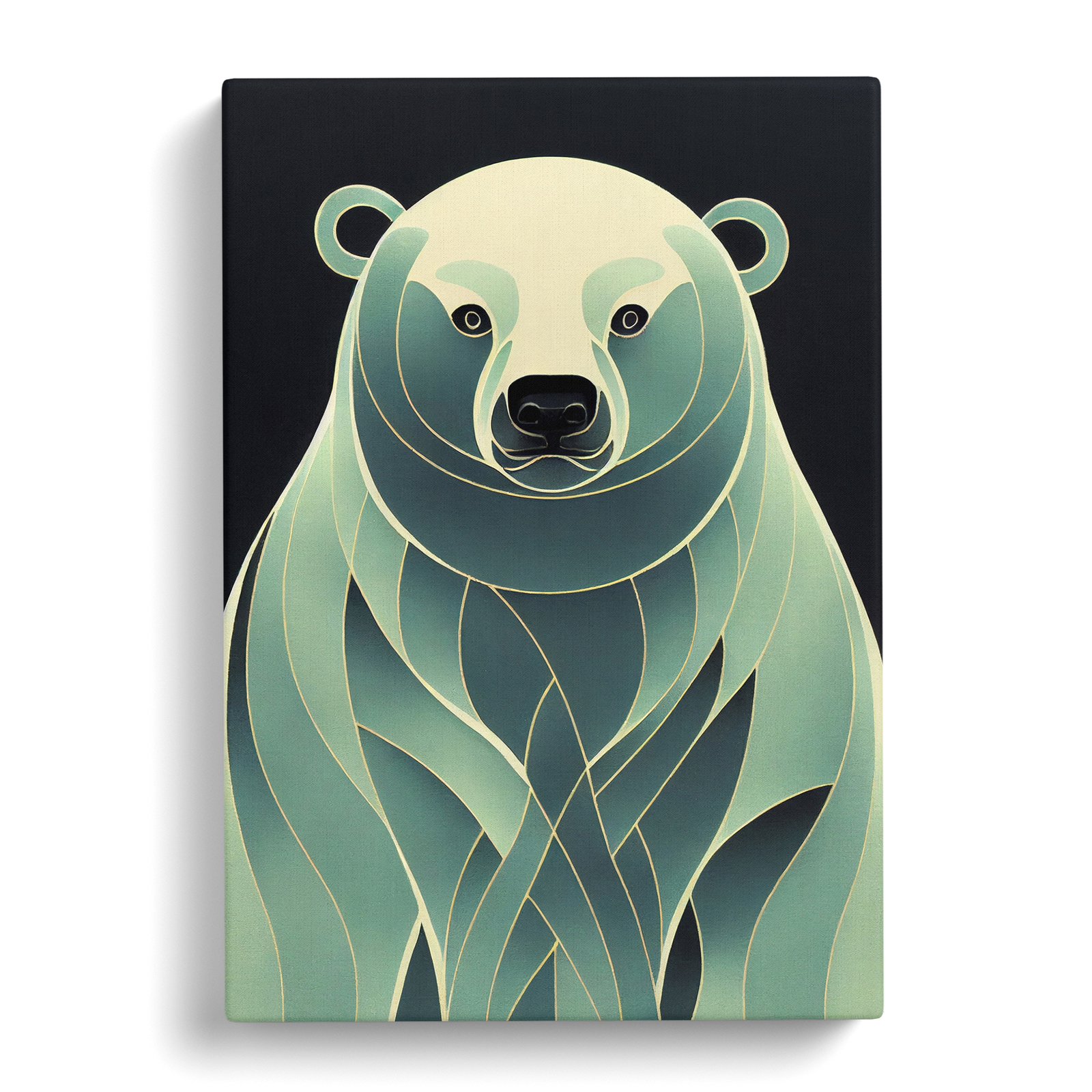 Polar Bear Art Nouveau Canvas Wall Art Print Framed Picture Decor Living Room