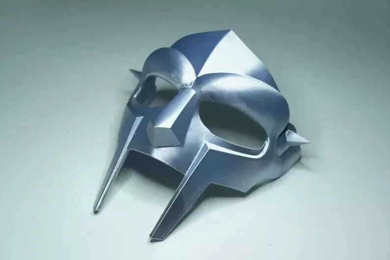Mf doom mask finitura argento maschera pazzo cattivo regalo per Halloween/Natale - Immagine 4 di 4