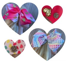 JoJo Siwa large Pink hair bow set of 2 Hearts Valentine s birthday Easter Lot D