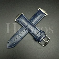 Replacement D/Blue Genuine Leather Watch Strap Fits for Tissot PRX and Adapter