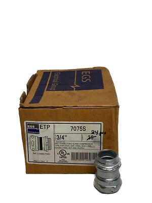 (24) EGS APPLETON 7075S 3/4  ETP Gland Compression EMT Conduit Connectors