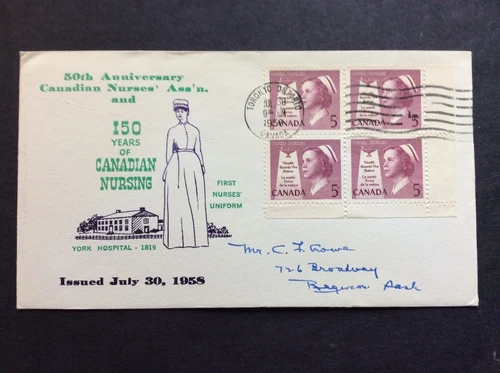 BroadviewStamps FDC Canada #380 Canadian Nurses, Health. Issued 30JUL1958.
