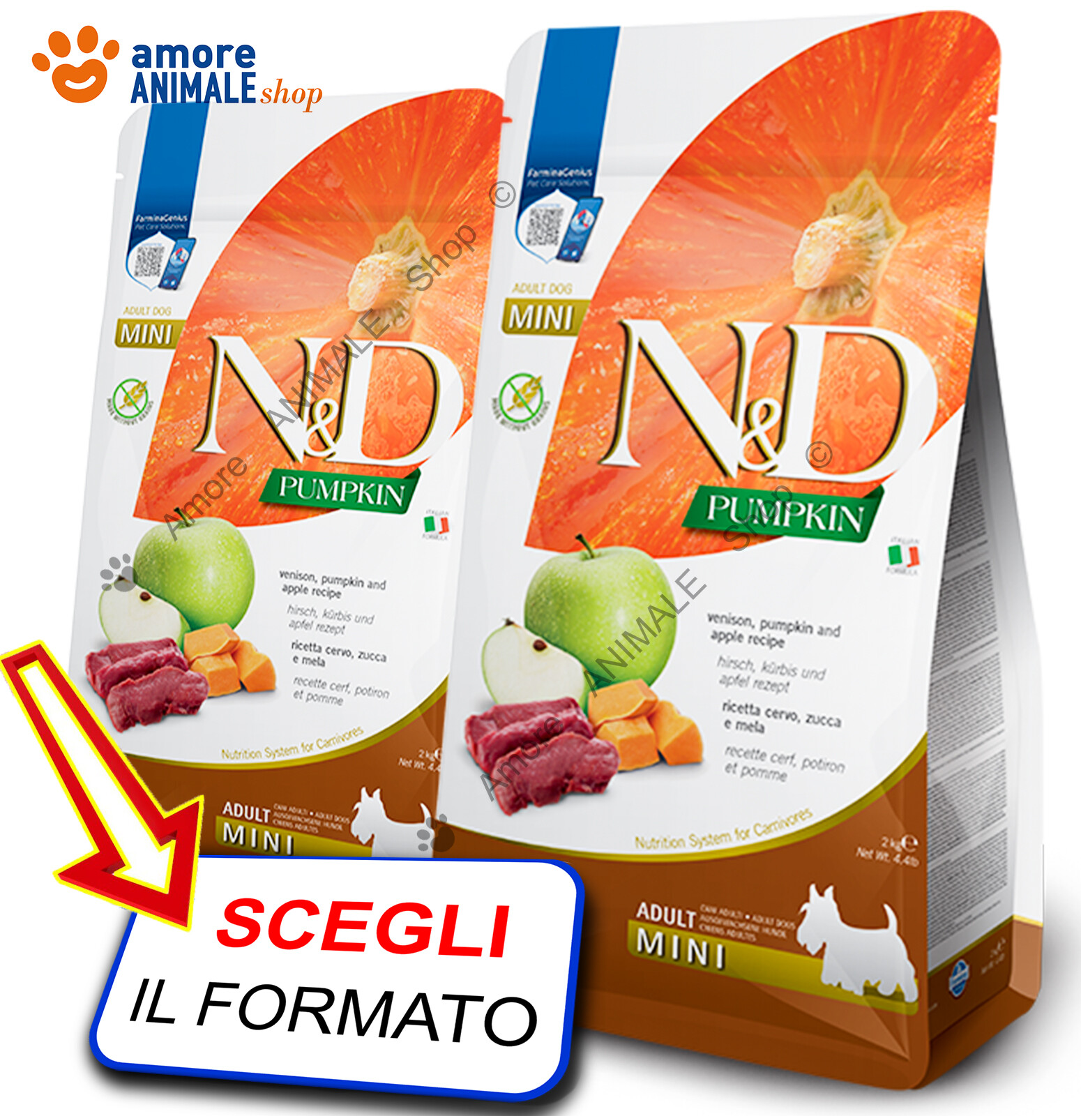 Farmina Dog N&D Pumpkin Adult Mini → Cervo e Mela - 2 kg - Cane, Cani