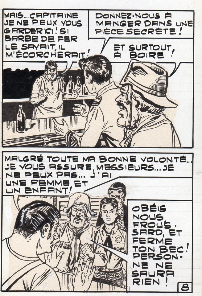 MIKI LE RANGER LES PIRATES PLANCHE  MONTAGE NEVADA  LUG 1961 PIECE UNIQUE PAGE 8 - Photo 1/1